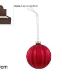 PALLA VETRO 10CM ROSSA LUCIDA RIGATA