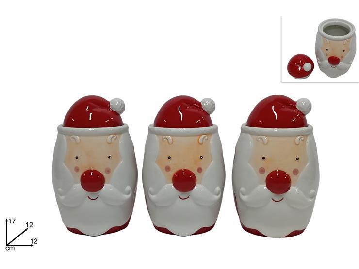 BARATTOLI CERAMICA TRIS 17 CM DECORO VISO BABBO NATALE DFC07961-01484 BARATTOLI CERAMICA TRIS 17 CM DECORO VISO BABBO NATALE DFC07961-01484