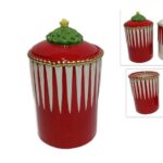 BARATTOLO CERAMICA 28CM C/ ALBERELLO C/ DECORO ROSSO/BIANCO 2ASS ART.XNA23057251