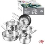 BATTERIA PENTOLE ACCIAIO 10PZ INDUZIONE 16/18/20/24