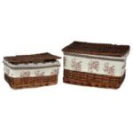 CESTO NICOLA NOCE RETTANGOLARE C/FODERA CM30X22H17 GRANDE