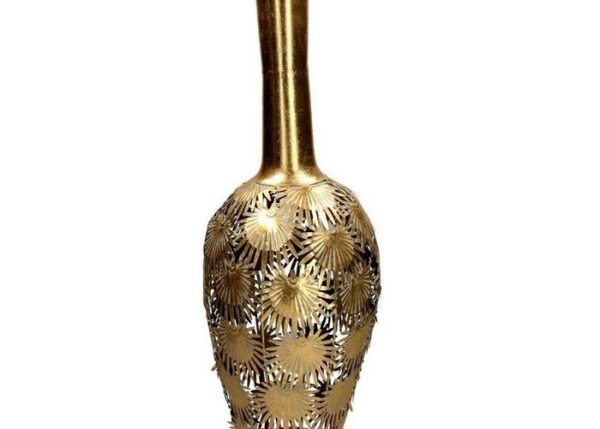 VASO METALLO ORO FOGLIE TONDO H.70CM ART.611500