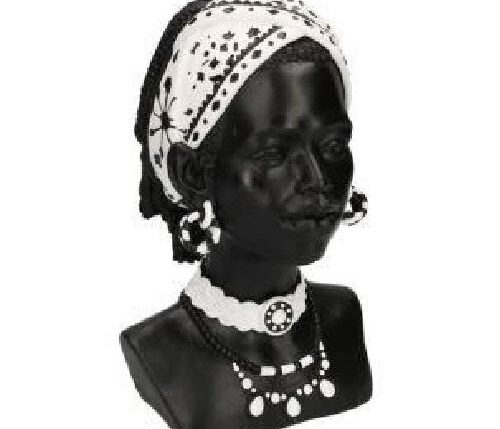 STATUA RESINA BUSTO DONNA AFRICANA CM18X 20H30