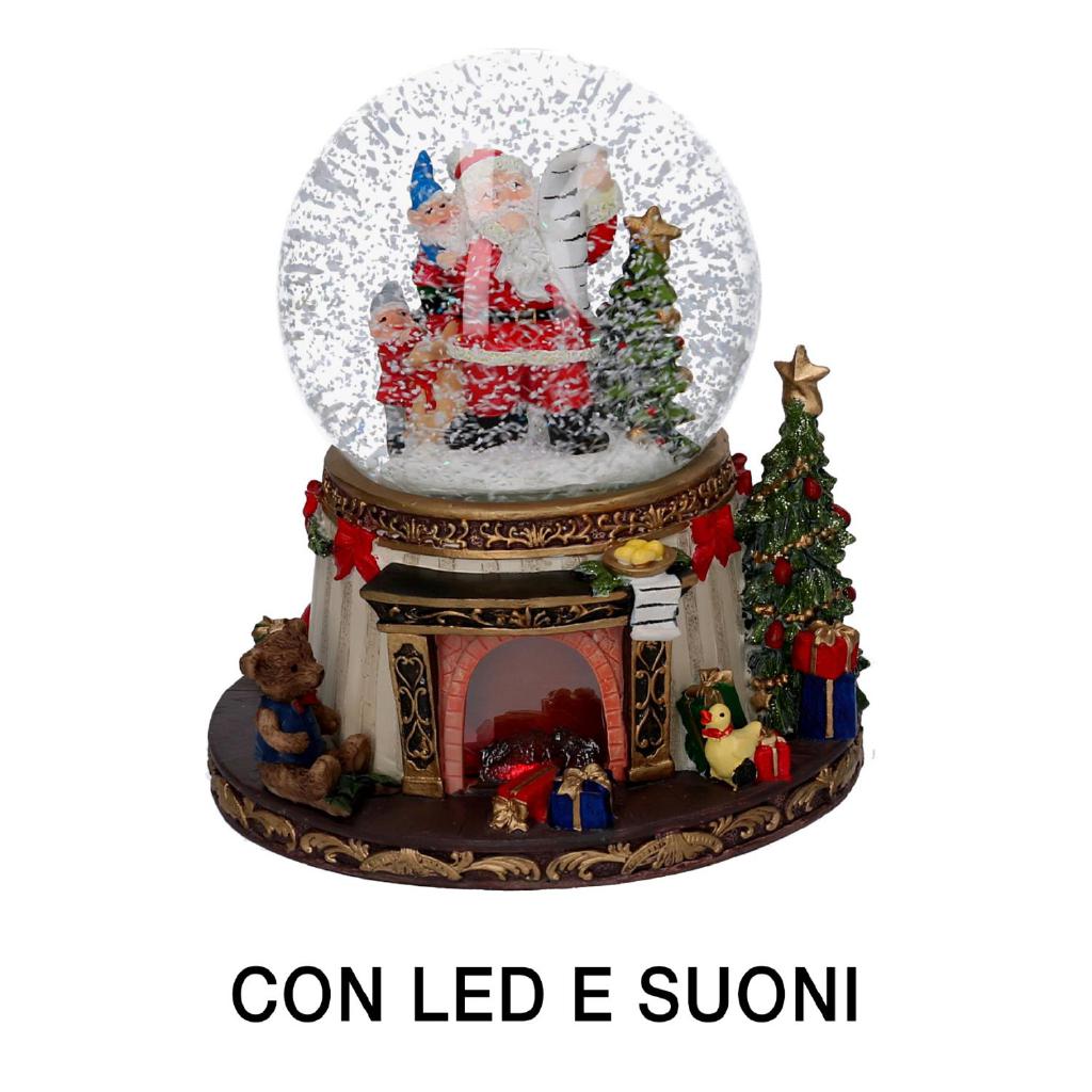 PALLA DI VETRO LED RESINA BABBO NATALE C ON MUSICA CMØ16,5H20 PALLA DI VETRO LED RESINA BABBO NATALE C ON MUSICA CMØ16,5H20
