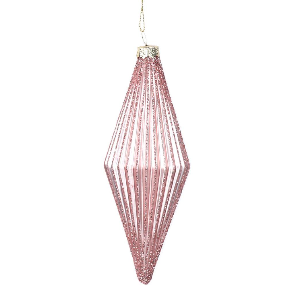 PALLA DI VETRO ROSA ROMBO CM.5XH13,8 ART.617593 PALLA DI VETRO ROSA ROMBO CM.5XH13,8 ART.617593