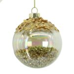 PALLE DI NATALE VETROSFERA VETRO PAILLETTES ORO CM Ã˜8H8 ART.6187770000