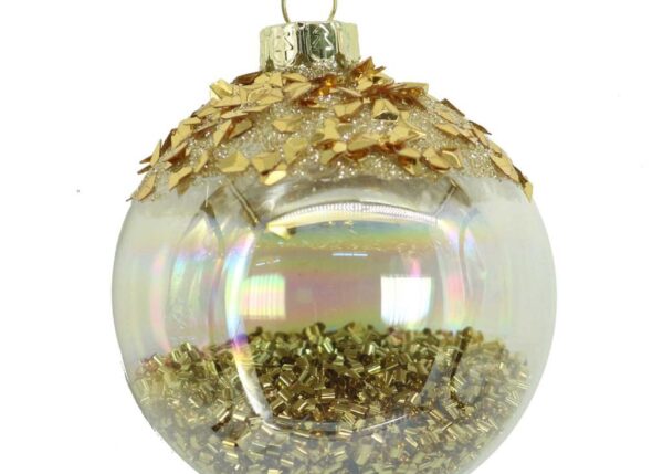 PALLE DI NATALE VETROSFERA VETRO PAILLETTES ORO CM Ã˜8H8 ART.6187770000