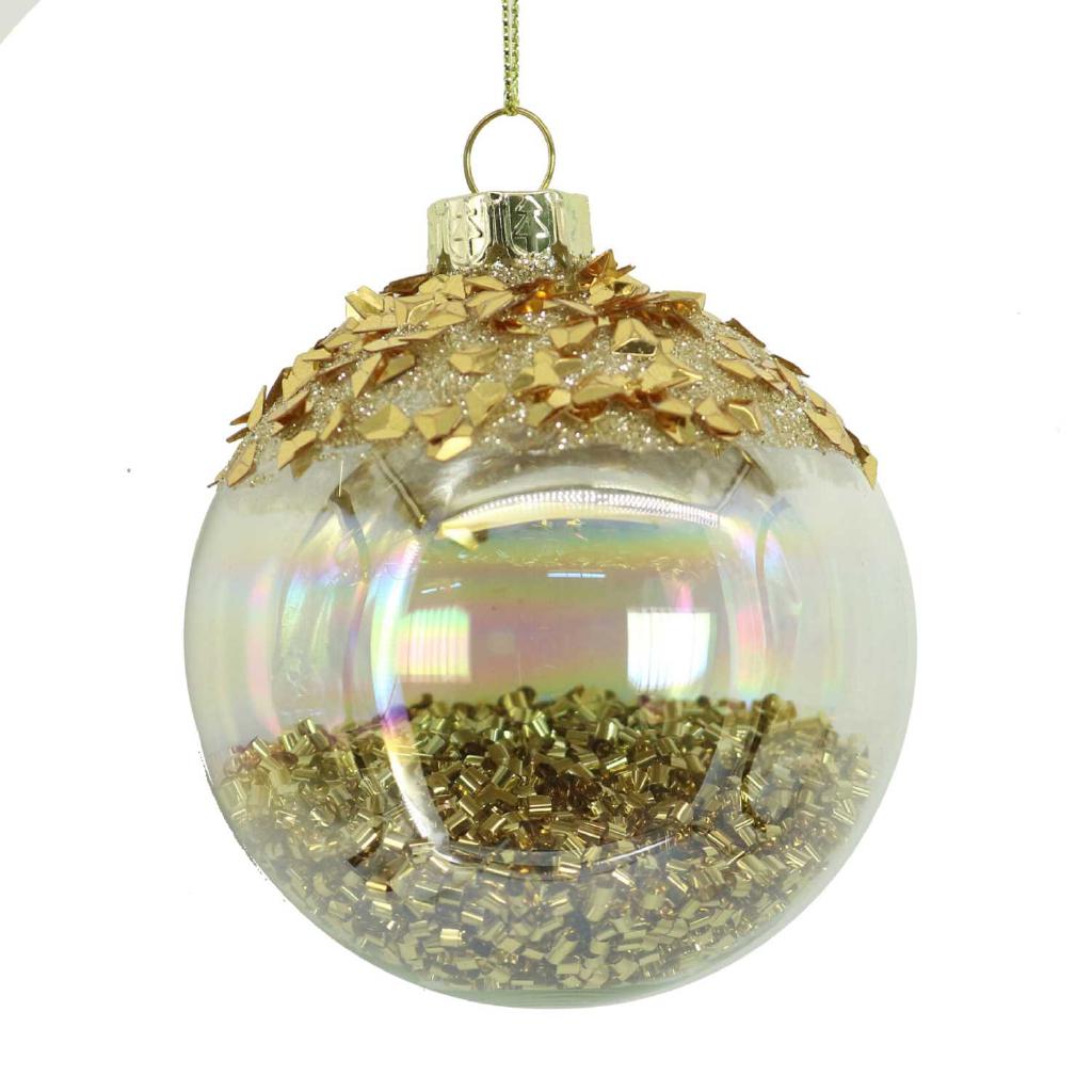PALLE DI NATALE VETROSFERA VETRO PAILLETTES ORO CM Ø8H8 ART.6187770000 PALLE DI NATALE VETROSFERA VETRO PAILLETTES ORO CM Ø8H8 ART.6187770000