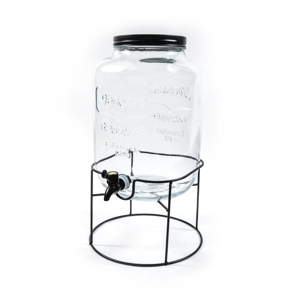 DISPENSER IN VETRO 8 L. 24.5X24.5XH.44CM CON SUPPORTO IN METALLO ART.05607 - DISPENSER IN VETRO 8 L. 24.5X24.5XH.44CM CON SUPPORTO IN METALLO ART.05607 -