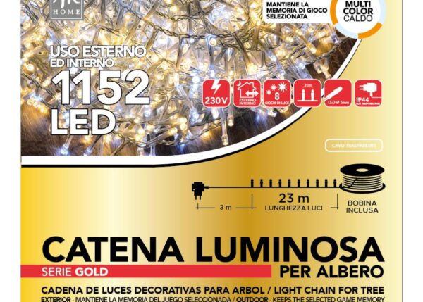 MINILUCCIOLE 1152 LED MULTICOLORE BIANCO CALDO E FREDDO DA ESTERNO PROLUNG.CON 8 GIOCHI E MEMORIA L.26M 8.4W 3 ART.68879 -