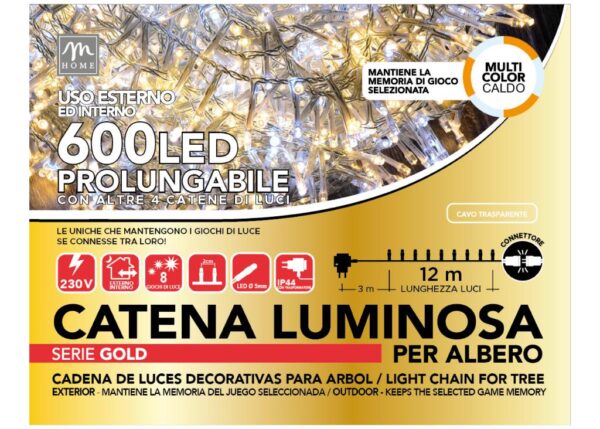 MINILUCCIOLE 600 LED MULTICOLORE BIANCO CALDO E FREDDO DA ESTERNO PROLUNG.CON 8 GIOCHI E MEMORIA ART.68909 -