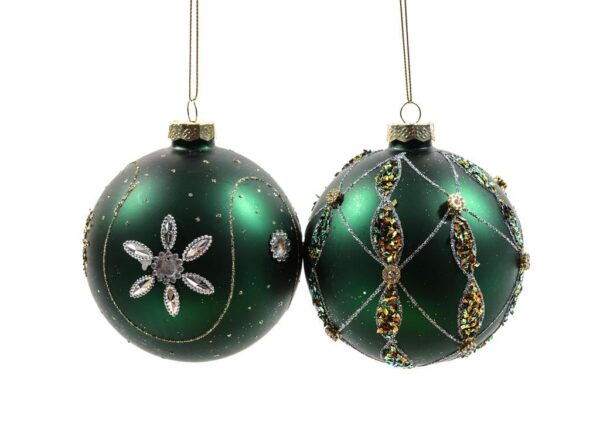 PALLA DI NATALE IN VETRO DIAM. 10CM ASS. IN ESPOS. VERDE ART.79127 -