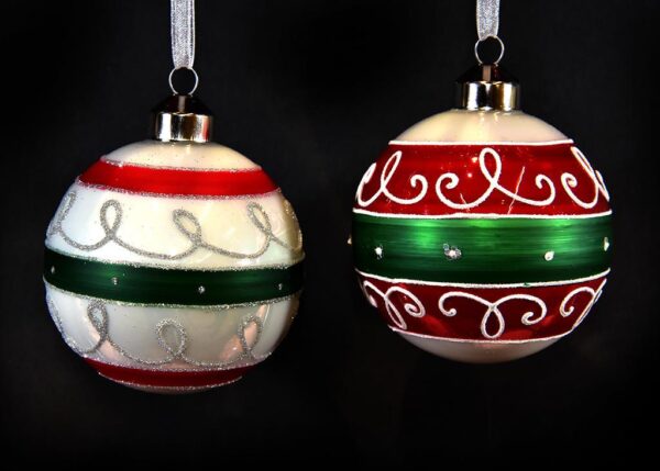PALLA DI NATALE IN VETRO DIAM.8CM DECORI ASS. IN ESPOS. ART.85975 -
