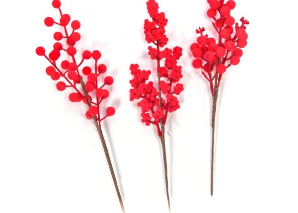 PICK BACCHE FLOCCATE ROSSE 34CM DESIGN ASS. ART.58037 -