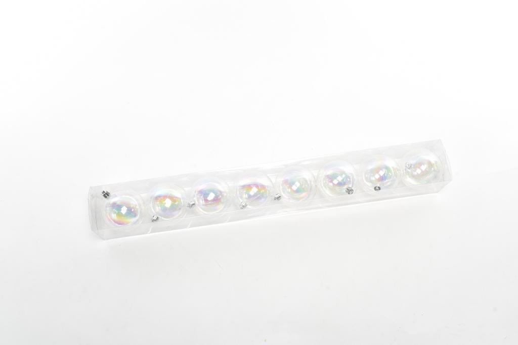 PALLE DI NATALE IN PLASTICA IRIDESCENTI TRASP. PZ.8 DIAM. 8CM 62,5X8X8CM ART.61563 - PALLE DI NATALE IN PLASTICA IRIDESCENTI TRASP. PZ.8 DIAM. 8CM 62,5X8X8CM ART.61563 -