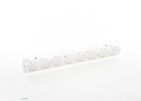 PALLE DI NATALE IN PLASTICA BIANCHE TRASP. PZ.8 DIAM. 8CM 62,5X8X8CM ART.61594 -