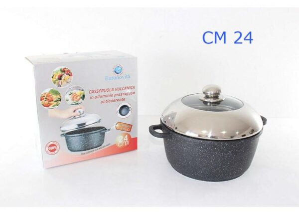 CASSERUOLA VUL.NERA ALL.PRE.C/COP IN ACCIAIO DIAM.24CM