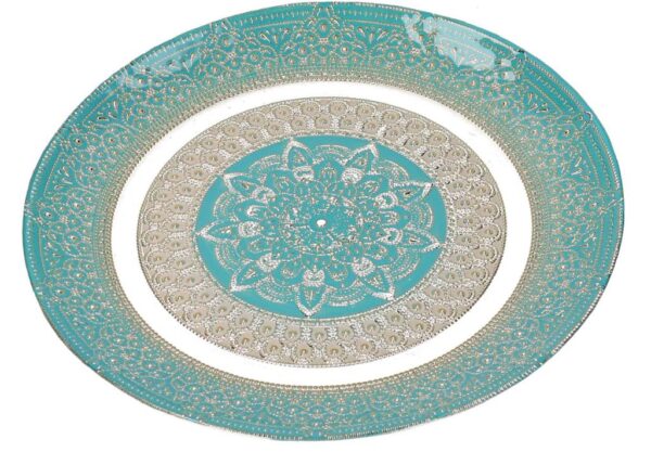 PIATTO VETRO SIRIA ORO AZZURRO CM Ã˜28 ART6370480000