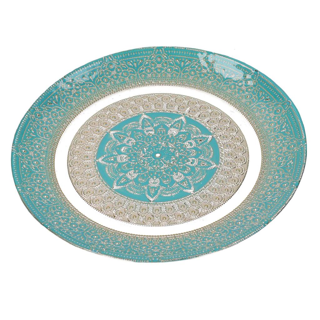 PIATTO VETRO SIRIA ORO AZZURRO CM Ø28 ART6370480000 PIATTO VETRO SIRIA ORO AZZURRO CM Ø28 ART6370480000