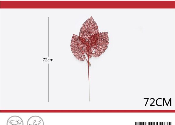 STELO NATALIZIO GLITTERATO 72CM FOGLIA ROSSO ART.6309035