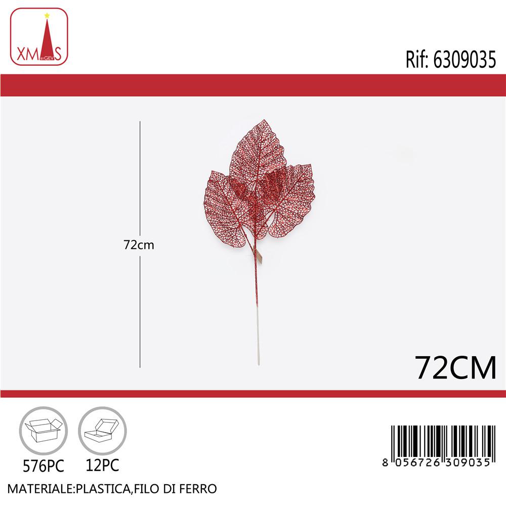 STELO NATALIZIO GLITTERATO 72CM FOGLIA ROSSO ART.6309035 STELO NATALIZIO GLITTERATO 72CM FOGLIA ROSSO ART.6309035