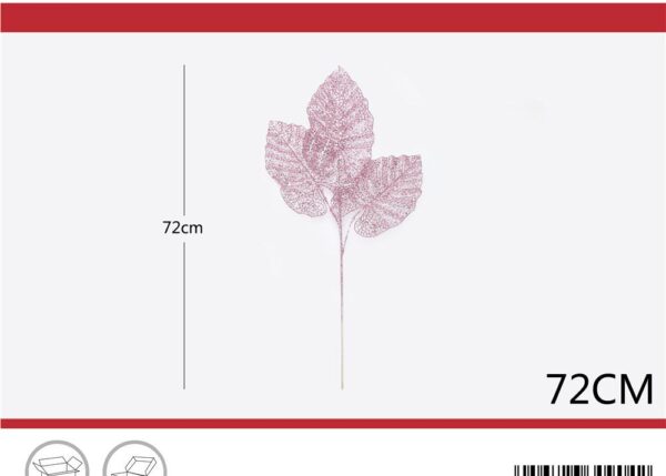 STELO NATALIZIO GLITTERATO 72CM FOGLIA ROSA ART.6309042