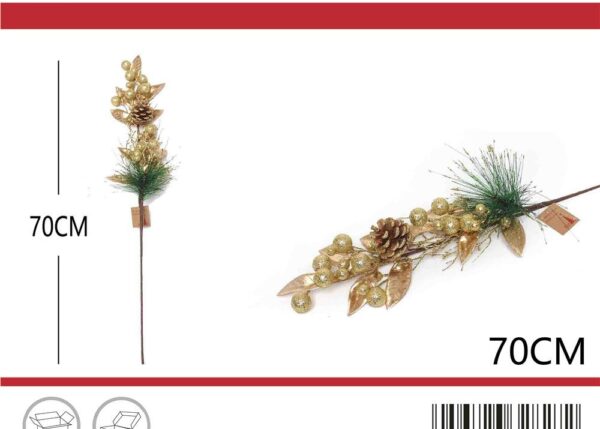 RAMO DECORATIVO NATALIZIO 70CM ORO ART.6328272