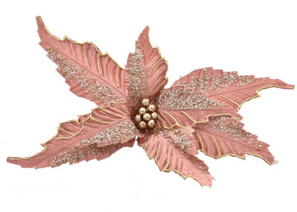 FIORE C/CLIP 50 CM ROSA ANTICO C/GLITTER ART.306186173