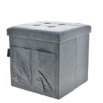 POUF LEATHAIRE TASCHE+BOTT.38X38CM GRIGIO SC. 6434141