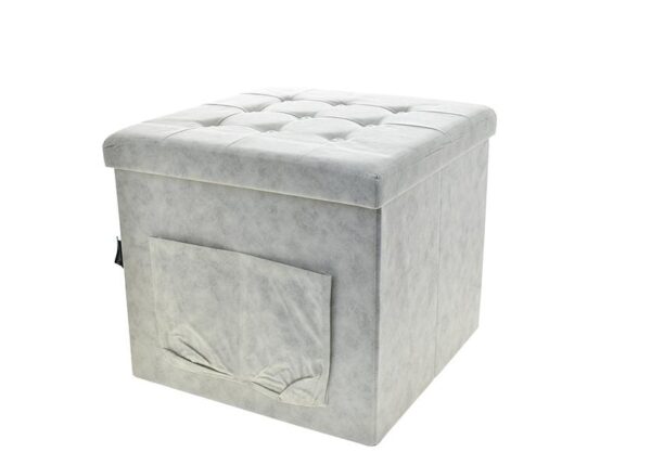 POUF LEATHAIRE TASCHE+BOTT.50X50CM BIANCO ART.6434142