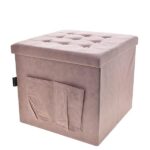 POUF LEATHAIRE TASCHE+BOTT.50X50CM ROSA ART.6434144