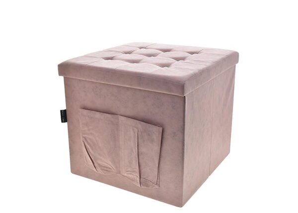 POUF LEATHAIRE TASCHE+BOTT.50X50CM ROSA ART.6434144
