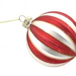 PALLA DI NATALE IN VETRO 8CM DES15 ROSSO/ORO ART.6647043