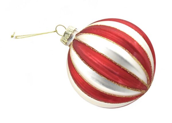 PALLA DI NATALE IN VETRO 8CM DES15 ROSSO/ORO ART.6647043