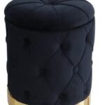 POUF VELLUTO JEREMY + CONTENITORE NERO PICCOLO DIAM31XH38