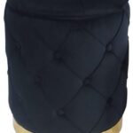 POUF VELLUTO JEREMY + CONTENITORE NERO GRANDE DIAM42XH52