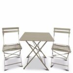 SET TAVOLO QUADRATO + 2 SEDIE TORTORA FERRO ART.101648