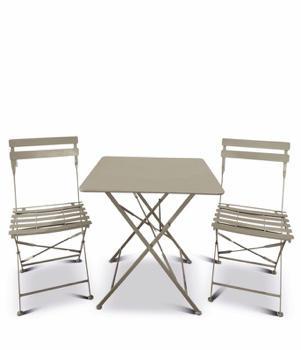 SET TAVOLO QUADRATO + 2 SEDIE TORTORA FERRO ART.101648