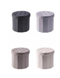 POUF PIEGHEVOLI TESSUTO ASS.4 COL. DIAM38XH36 ART.102120