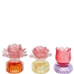 PORTA CANDELA LIGHT VETRO ASS3MOD DIAM9,5XH10 ART.112417