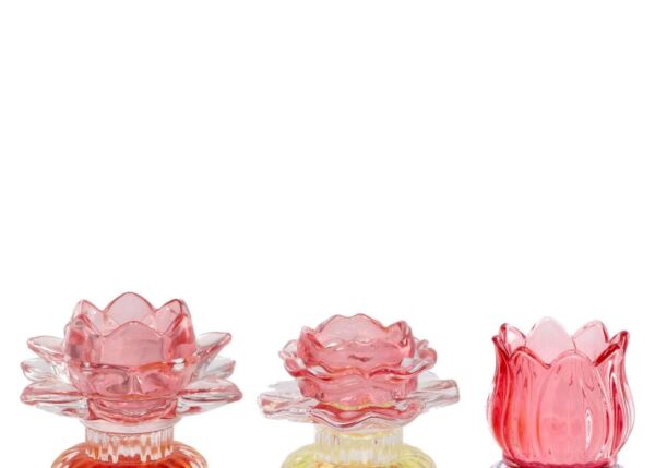 PORTA CANDELA LIGHT VETRO ASS3MOD DIAM9,5XH10 ART.112417