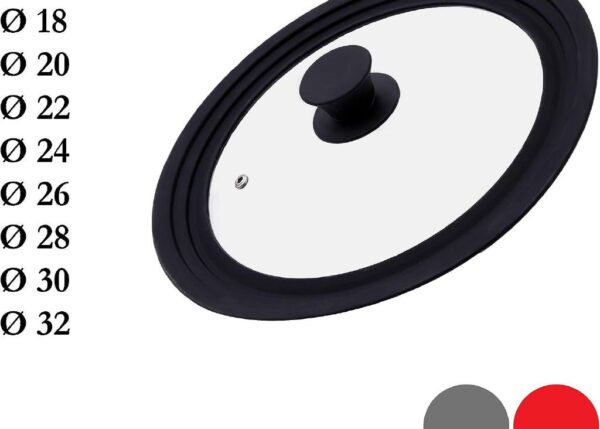 COPERCHIO VETRO CM.22/24/26 C/GUARNIZIONE NERO ART.56029