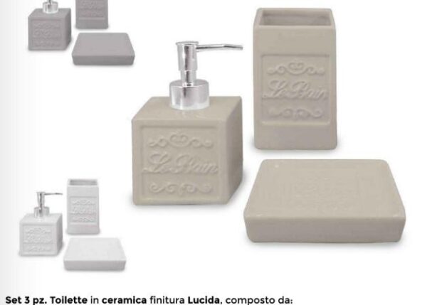 SET CERAMICA 3PZ MODELLO LE BAIN- 3 COL. ASS.ART.S22033/00
