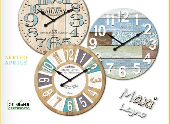 OROLOGIO PARETE"LEGNO TONDO MAXI" D.58 VINTAGE6 -3 Q.ASS ART.1138/13