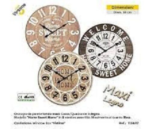 OROLOGIO PARETE "LEGNO TONDO MAXI" D.58 H.SWEET H. -3 Q.ASS ART.1138/17