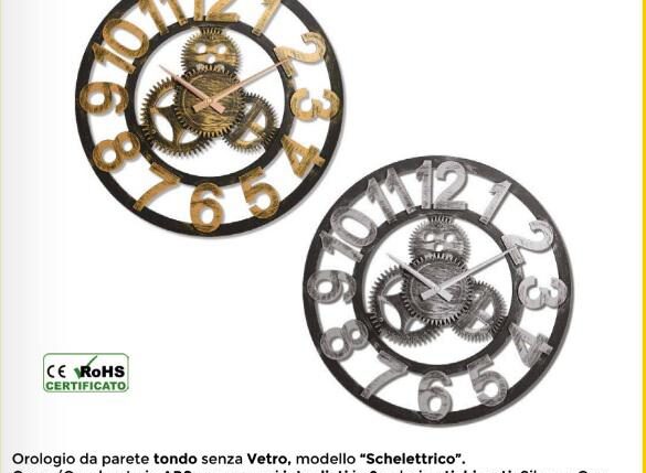 OROLOGIO PARETE D.40 MOD.SKEL. FLAT S/VET. ANTIQUE 2 C. ASS ART.1842/00