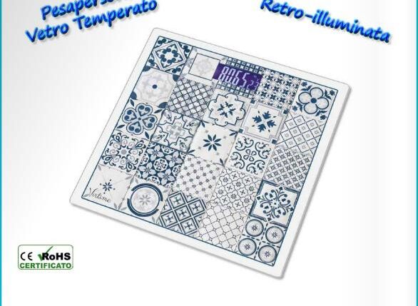 BILANCIA LCD P.P. VETRO TEMP. VINTAGE BLUE COLOR ART.S22310/07