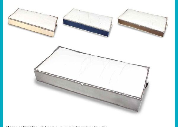 CONTENITORE TESSUTO SOTTO LETTO C/COP.TRASP+ZIP 100X45X15CM-4C.A ART.S38044/00