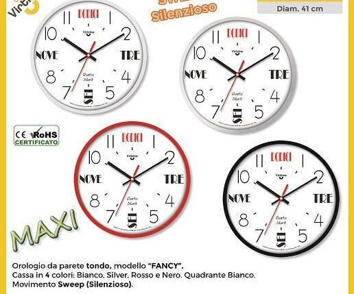 OROLOGIO PARETE ABS D. 4 - Q. FANCY - 4 COL.ASS ART.1860/00