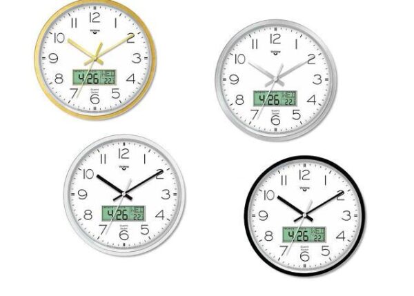 OROLOGIO PARETE ABS D.35 LCD QUADR. B.CO 4 COL.ASS ART.1868/00